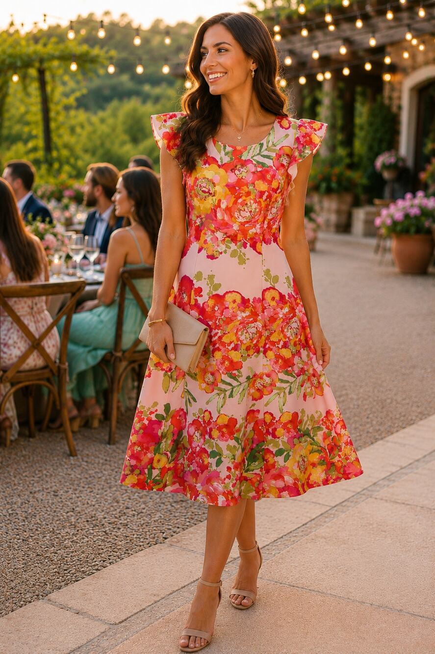 Ali Ro Pink Floral Dress Size 10 NWT Fit & Flare Feminine Cottagecore Wedding